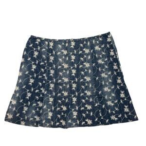 Tribal Vintage Embroidered Denim Skirt 100% Cotton Size 16
